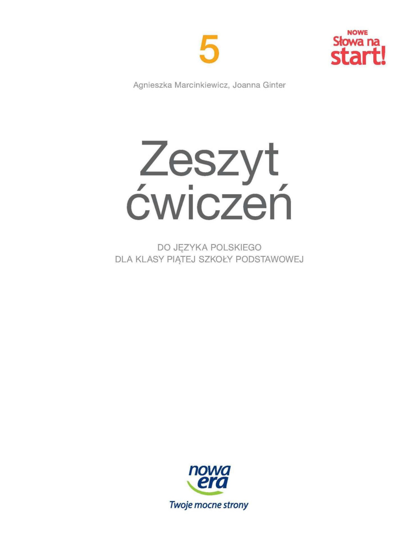 Nowe slowa na start 5 zeszyt cwiczen do jezyka polskiego dla klasy piatej szkoly podstawowej
